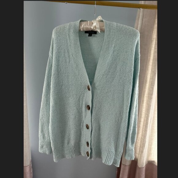Ann Taylor Aqua Textured Boyfriend Cardigan Large - Picture 1 of 3